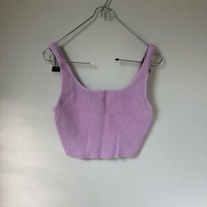 Aritzia Babaton ribbed square neck purple crop top s